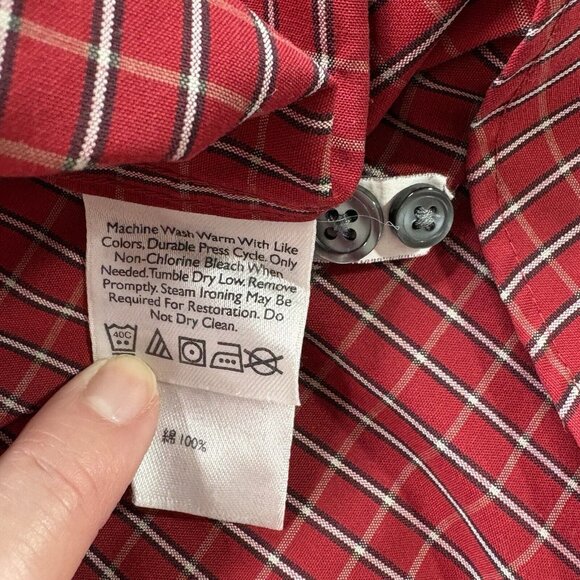 Eddie Bauer Shirt Mens 2XL XXL‎ Red Plaid Wrinkle Resistant Button Down Dress - Picture 5 of 10